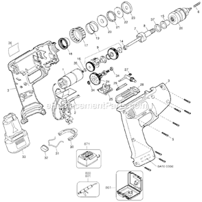 Part Location Diagram of 147327-00 DeWALT Motor